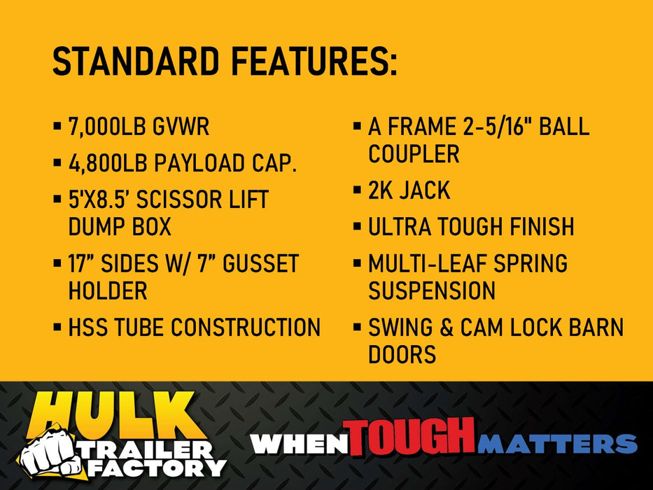 6'x10' Scissor Lift Dump Trailer w/ Homeowner Package - 7,000# GVWR
