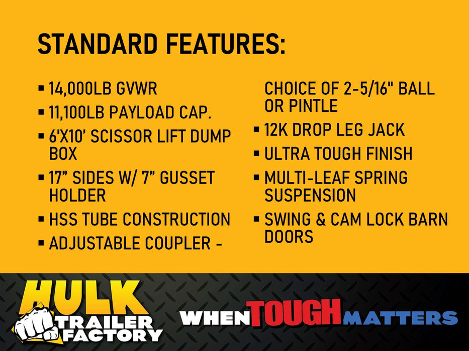 14,000# GVWR UHD Scissor Lift Dump Trailer