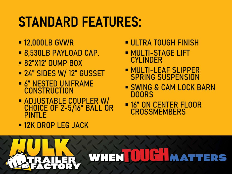 12,000# GVWR Ultra Low Pro Dump Trailer